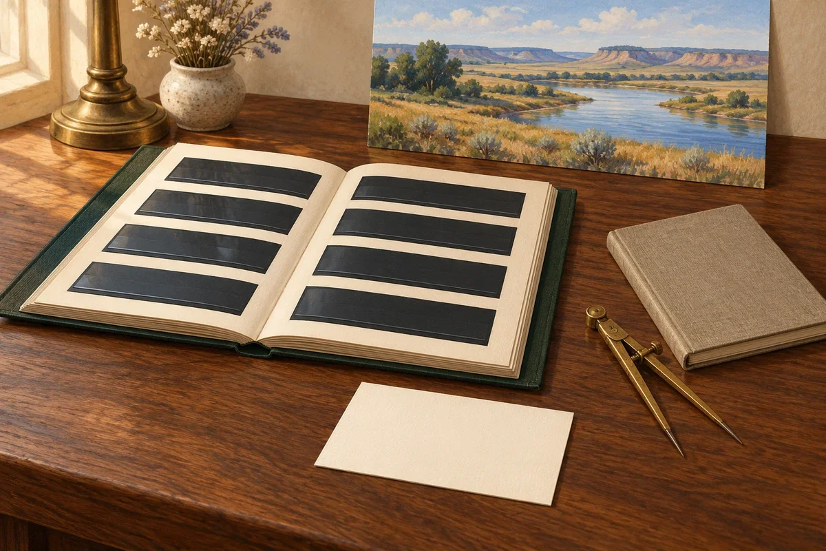 Generated collector workspace illustration for sorting Trans-Mississippi stamps, not historical stamp specimens