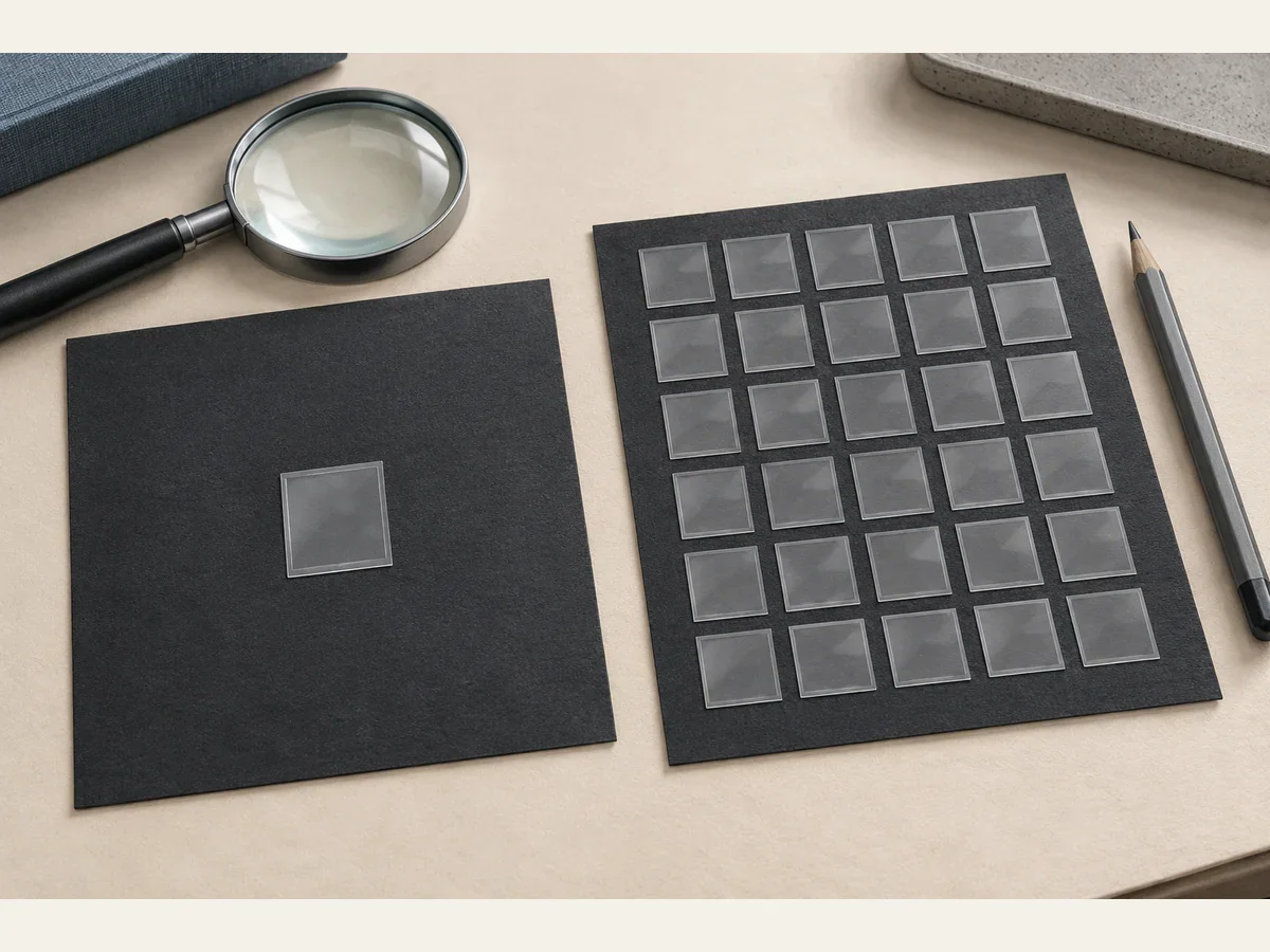 Generated illustration of empty mounts on two stock cards, one isolated and others arranged together
